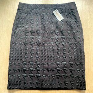 Turnover black Skirt cotton viscose textured houndstooth size 6 back zipper